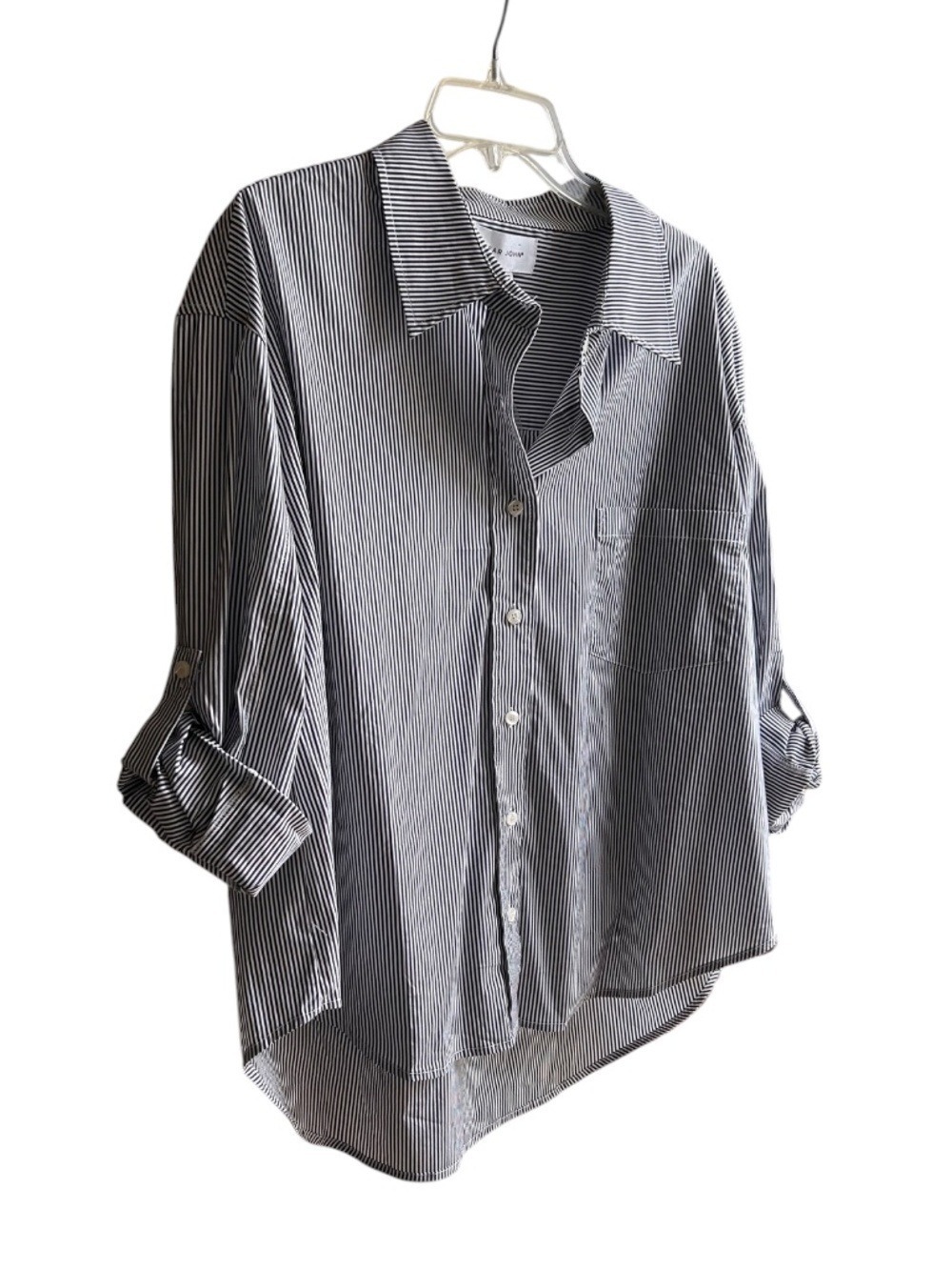 NWT DEAR JOHN Long / Roll Up Sleeve Cotton Blend Blouse - Picture 5 of 8